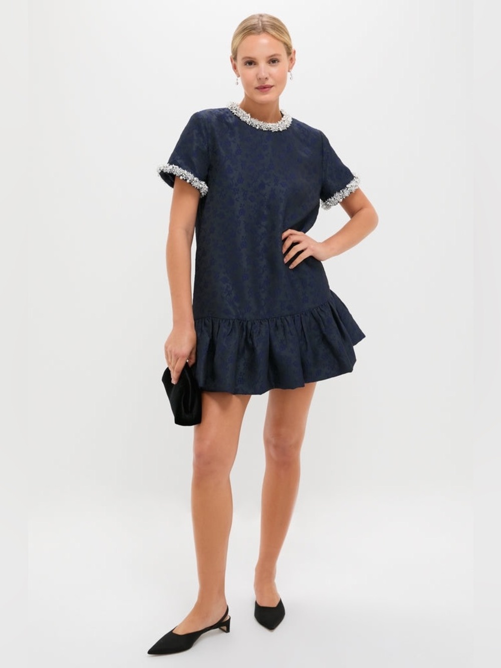 NWT SIMKHAI Midnight Alison Short Sleeve Mini Dress Size Large